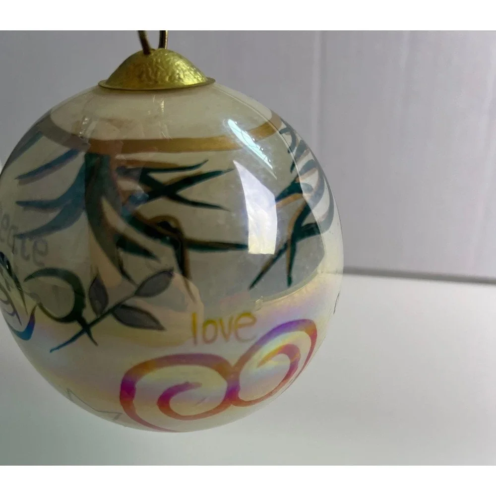 Vintage 1999 Glass Hand Painted Christmas Ornament Love Hope Peace‎